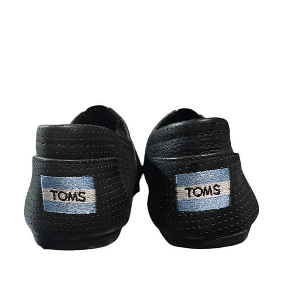 TOMS Black Perforated Leather Men's Classics Slip-On Shoes - Picture 5 of 8